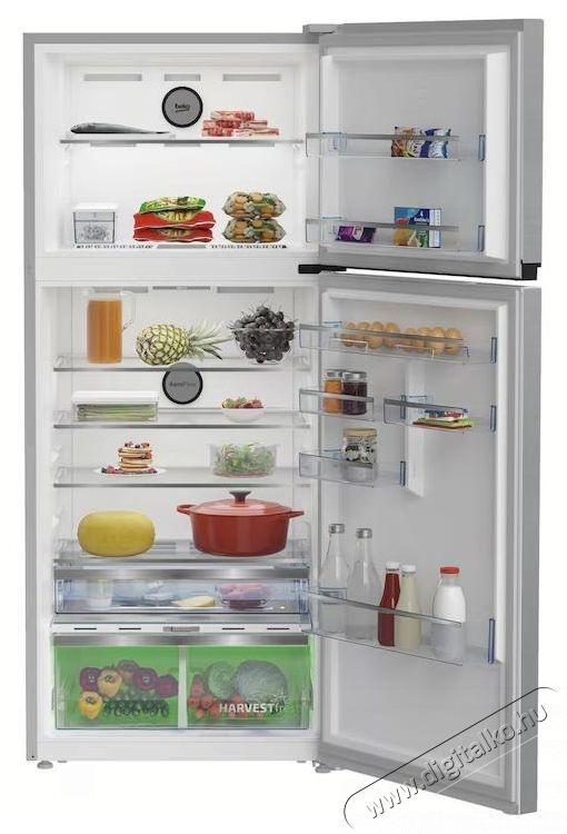 Beko B5RDNE594ZXB K&eacute;tajt&oacute;s hűtőszekr&eacute;ny, 557 l, NoFrost, HarvestFresh, Everfresh+, AeroFlow, Display, E energiaoszt&aacute;ly, 186 cm, Metal Look Konyhai term&eacute;kek - Hűtő, fagyaszt&oacute; (szabadon&aacute;ll&oacute;) - Fel&uuml;lfagyaszt&oacute;s kombin&aacute;lt hűtő - 532963