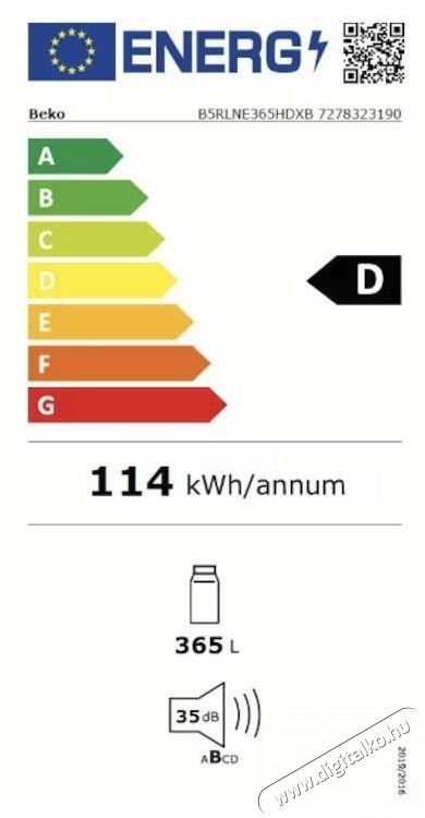 Beko B5RLNE365HDXB kombin&aacute;lt hűtőszekr&eacute;ny, 365 l, No Frost, HarvestFresh, AeroFlow, Everfresh, D energiaoszt&aacute;ly, 186,5 cm, Inox Konyhai term&eacute;kek - Hűtő, fagyaszt&oacute; (szabadon&aacute;ll&oacute;) - Fagyaszt&oacute; n&eacute;lk&uuml;li hűtő - 532955