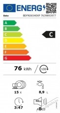 Beko BDFN36540XP mosogat&oacute;g&eacute;p, 15 ter&iacute;t&eacute;k, 6 program Konyhai term&eacute;kek - Mosogat&oacute;g&eacute;p - Norm&aacute;l (60cm) szabadon&aacute;ll&oacute; mosogat&oacute;g&eacute;p - 532976
