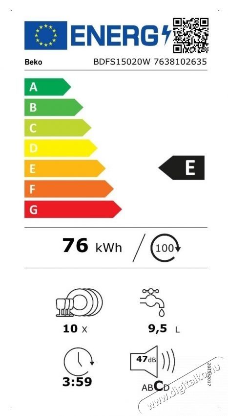 Beko BDFS15020W Mosogat&oacute;g&eacute;p, 10 ter&iacute;t&eacute;k, 45cm, 5 program Konyhai term&eacute;kek - Mosogat&oacute;g&eacute;p - Norm&aacute;l (60cm) szabadon&aacute;ll&oacute; mosogat&oacute;g&eacute;p - 532977