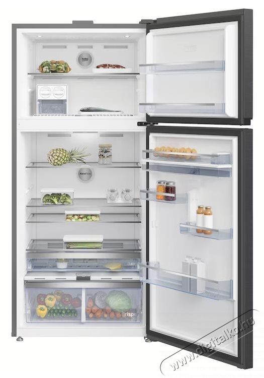 Beko RDNE650E40DZXBRN1 k&eacute;tajt&oacute;s hűtőszekr&eacute;ny, 630 l, Everfresh+, AeroFlow, ProSmart inverteres kompresszor, v&iacute;zadagol&oacute;, E energiaoszt&aacute;ly, M 187,7 cm, S&ouml;t&eacute;t rozsdamentes ac&eacute;l Konyhai term&eacute;kek - Hűtő, fagyaszt&oacute; (szabadon&aacute;ll&oacute;) - Fel&uuml;lfagyaszt&oacute;s kombin&aacute;lt hűtő - 532961