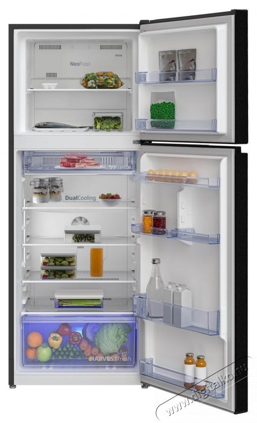 Beko RDNT401I40SWBN, Hűtő, k&eacute;tajt&oacute;s 375 l, NeoFrost Dual Cooling, HarvestFresh, NutriFreeze, Kijelző &eacute;rint&eacute;svez&eacute;rl&eacute;s, No Frost Freezer, E energiaoszt&aacute;ly, M 172 cm, Fekete Konyhai term&eacute;kek - Hűtő, fagyaszt&oacute; (szabadon&aacute;ll&oacute;) - Fel&uuml;lfagyaszt&oacute;s kombin&aacute;lt hűtő - 532952