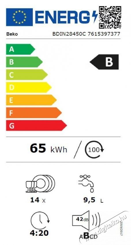 Beko BDIN28450C Be&eacute;p&iacute;thető mosogat&oacute;g&eacute;p, 60 cm Konyhai term&eacute;kek - Mosogat&oacute;g&eacute;p - Norm&aacute;l (60cm) be&eacute;p&iacute;thető mosogat&oacute;g&eacute;p - 534855