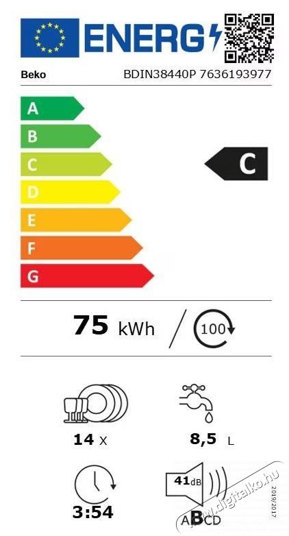 Beko BDIN38440P be&eacute;p&iacute;thető mosogat&oacute;g&eacute;p, 14 ter&iacute;t&eacute;k, 8 program Konyhai term&eacute;kek - Mosogat&oacute;g&eacute;p - Norm&aacute;l (60cm) be&eacute;p&iacute;thető mosogat&oacute;g&eacute;p - 534857