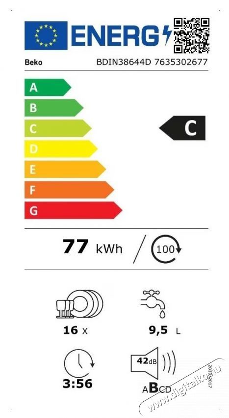 Beko BDIN38644D Be&eacute;p&iacute;thető mosogat&oacute;g&eacute;p, 60 cm Konyhai term&eacute;kek - Mosogat&oacute;g&eacute;p - Norm&aacute;l (60cm) be&eacute;p&iacute;thető mosogat&oacute;g&eacute;p - 534861