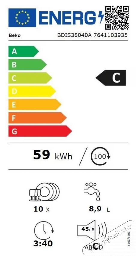 Beko BDIS38040A Be&eacute;p&iacute;thető mosogat&oacute;g&eacute;p Konyhai term&eacute;kek - Mosogat&oacute;g&eacute;p - Keskeny (45cm-ig) be&eacute;p&iacute;thető mosogat&oacute;g&eacute;p - 534862