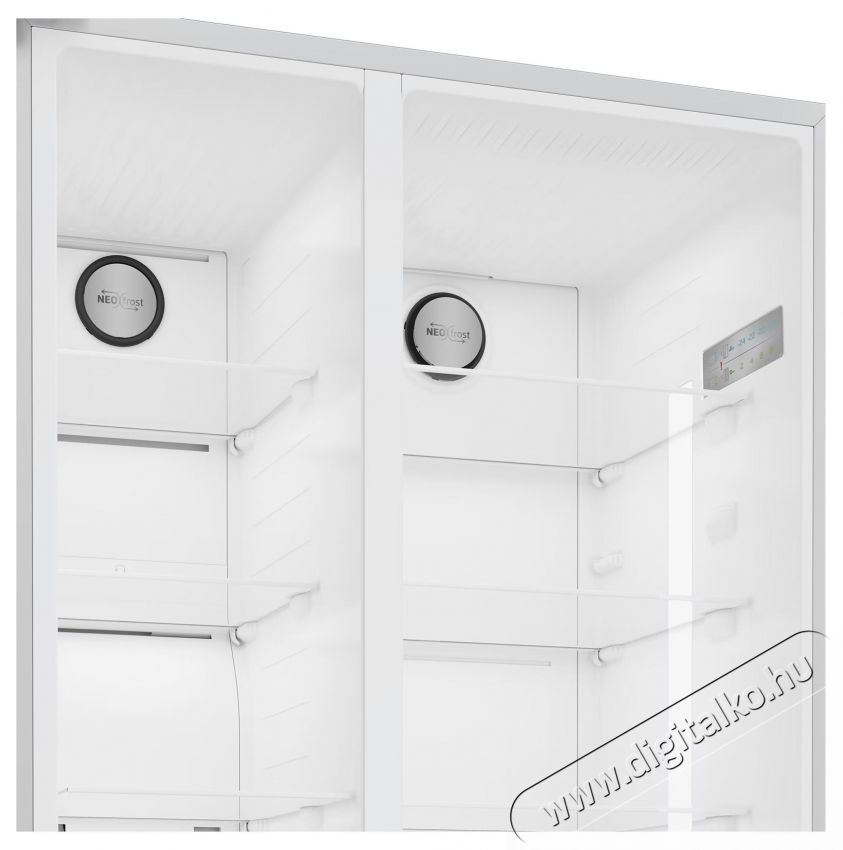 Beko GN163141XBN Side by side hűtő, 593l, NeoFrost Dual Cooling, HarvestFresh, Inverter kompresszor, E energiaoszt&aacute;ly, H: 179cm, Inox Look Konyhai term&eacute;kek - Hűtő, fagyaszt&oacute; (szabadon&aacute;ll&oacute;) - Amerikai t&iacute;pus&uacute; Side By Side hűtő - 534870