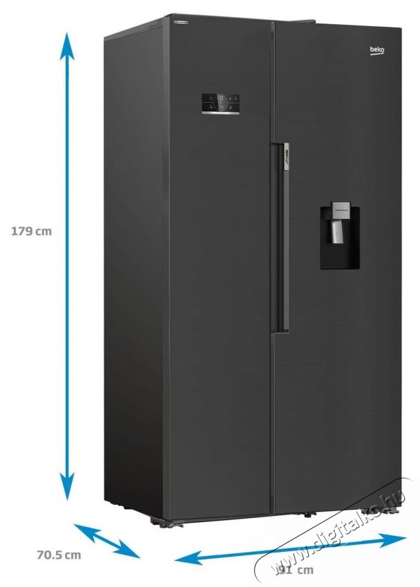 Beko GNO46623XPN Side by side hűtőszekr&eacute;ny, 466 l, D energiaoszt&aacute;ly, Motor ProSmart Inverter, HarvestFresh, Kijelző &eacute;rint&eacute;svez&eacute;rl&eacute;s, XXL Palacktart&oacute;, M 180 cm, Inox Konyhai term&eacute;kek - Hűtő, fagyaszt&oacute; (szabadon&aacute;ll&oacute;) - Amerikai t&iacute;pus&uacute; Side By Side hűtő - 534871