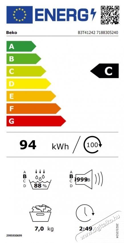 Beko B3T41242 sz&aacute;r&iacute;t&oacute;g&eacute;p, 7 kg, C energiaoszt&aacute;ly, Eco Gentle szivatty&uacute;, Aquawave, Optisense, feh&eacute;r H&aacute;ztart&aacute;s / Otthon / K&uuml;lt&eacute;r - Mos&oacute;g&eacute;p / sz&aacute;r&iacute;t&oacute;g&eacute;p - Sz&aacute;r&iacute;t&oacute;g&eacute;p - 536108