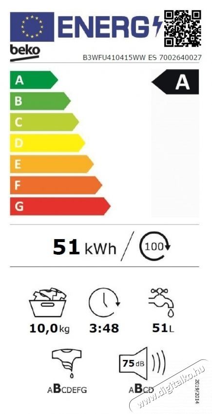 Beko B3WFU59425W keskeny mos&oacute;g&eacute;p, 9 kg, 1400 RPM, A energiaoszt&aacute;ly, IronFast, SteamCure, AddXtra, ProSmart Inverter Motor, SteamTherapy, feh&eacute;r H&aacute;ztart&aacute;s / Otthon / K&uuml;lt&eacute;r - Mos&oacute;g&eacute;p / sz&aacute;r&iacute;t&oacute;g&eacute;p - El&ouml;lt&ouml;ltős norm&aacute;l (60cm-ig) mos&oacute;g&eacute;p - 536110