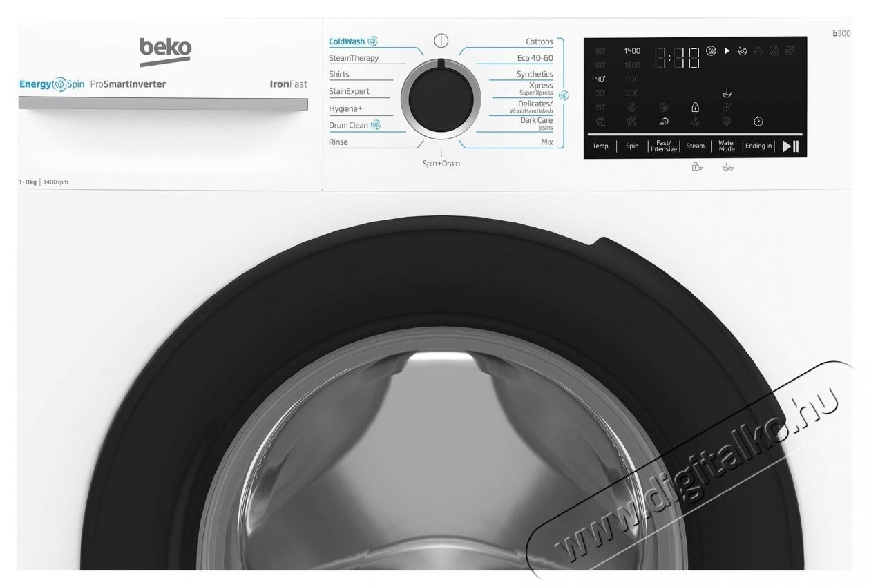 Beko BM3WFSU48415WB mos&oacute;g&eacute;p, 8 kg, 1400 ford./perc, A energiaoszt&aacute;ly, ProSmart Inverter Motor, EnergySpin, ColdWash, SteamCure, Feh&eacute;r H&aacute;ztart&aacute;s / Otthon / K&uuml;lt&eacute;r - Mos&oacute;g&eacute;p / sz&aacute;r&iacute;t&oacute;g&eacute;p - El&ouml;lt&ouml;ltős norm&aacute;l (60cm-ig) mos&oacute;g&eacute;p - 536122