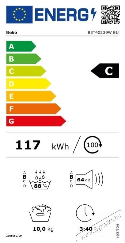 Beko B3T40239W EU hőszivatty&uacute;s sz&aacute;r&iacute;t&oacute;g&eacute;p, 10 kg, 15 program, HomeWhiz, C energiaoszt&aacute;ly, feh&eacute;r H&aacute;ztart&aacute;s / Otthon / K&uuml;lt&eacute;r - Mos&oacute;g&eacute;p / sz&aacute;r&iacute;t&oacute;g&eacute;p - Sz&aacute;r&iacute;t&oacute;g&eacute;p - 536111