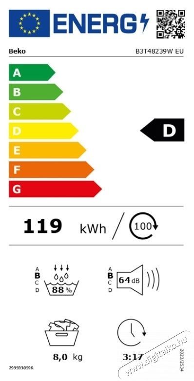 Beko B3T68230 hőszivatty&uacute;s sz&aacute;r&iacute;t&oacute;g&eacute;p, 8 kg, 15 program, D energiaoszt&aacute;ly, SteamCure, RecycledDry, EcoGentle, Aquawave, feh&eacute;r H&aacute;ztart&aacute;s / Otthon / K&uuml;lt&eacute;r - Mos&oacute;g&eacute;p / sz&aacute;r&iacute;t&oacute;g&eacute;p - Sz&aacute;r&iacute;t&oacute;g&eacute;p - 536112