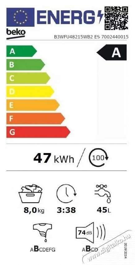 Beko B3WFU48215WWES mos&oacute;g&eacute;p, 8 kg, Sz&uuml;rke H&aacute;ztart&aacute;s / Otthon / K&uuml;lt&eacute;r - Mos&oacute;g&eacute;p / sz&aacute;r&iacute;t&oacute;g&eacute;p - El&ouml;lt&ouml;ltős norm&aacute;l (60cm-ig) mos&oacute;g&eacute;p - 536107
