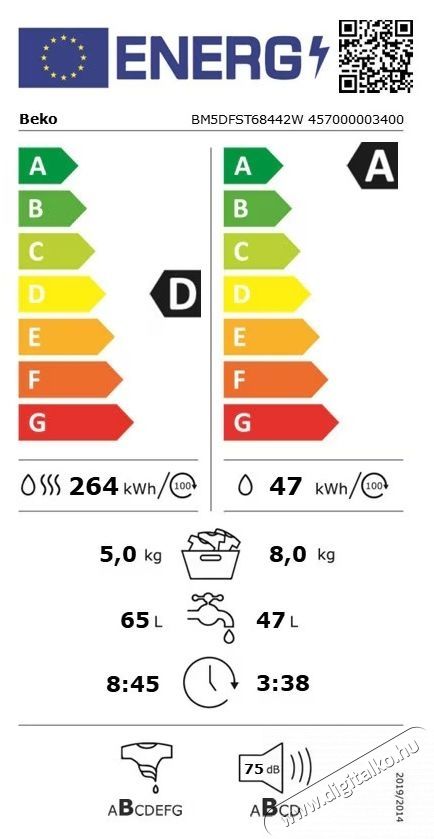Beko BM5DFST68442W mos&oacute;- sz&aacute;r&iacute;t&oacute;g&eacute;p, 8/5 kg, 1400RPM, SteamCure, D energiaoszt&aacute;ly, Feh&eacute;r H&aacute;ztart&aacute;s / Otthon / K&uuml;lt&eacute;r - Mos&oacute;g&eacute;p / sz&aacute;r&iacute;t&oacute;g&eacute;p - Mos&oacute;-sz&aacute;r&iacute;t&oacute;g&eacute;p - 536121