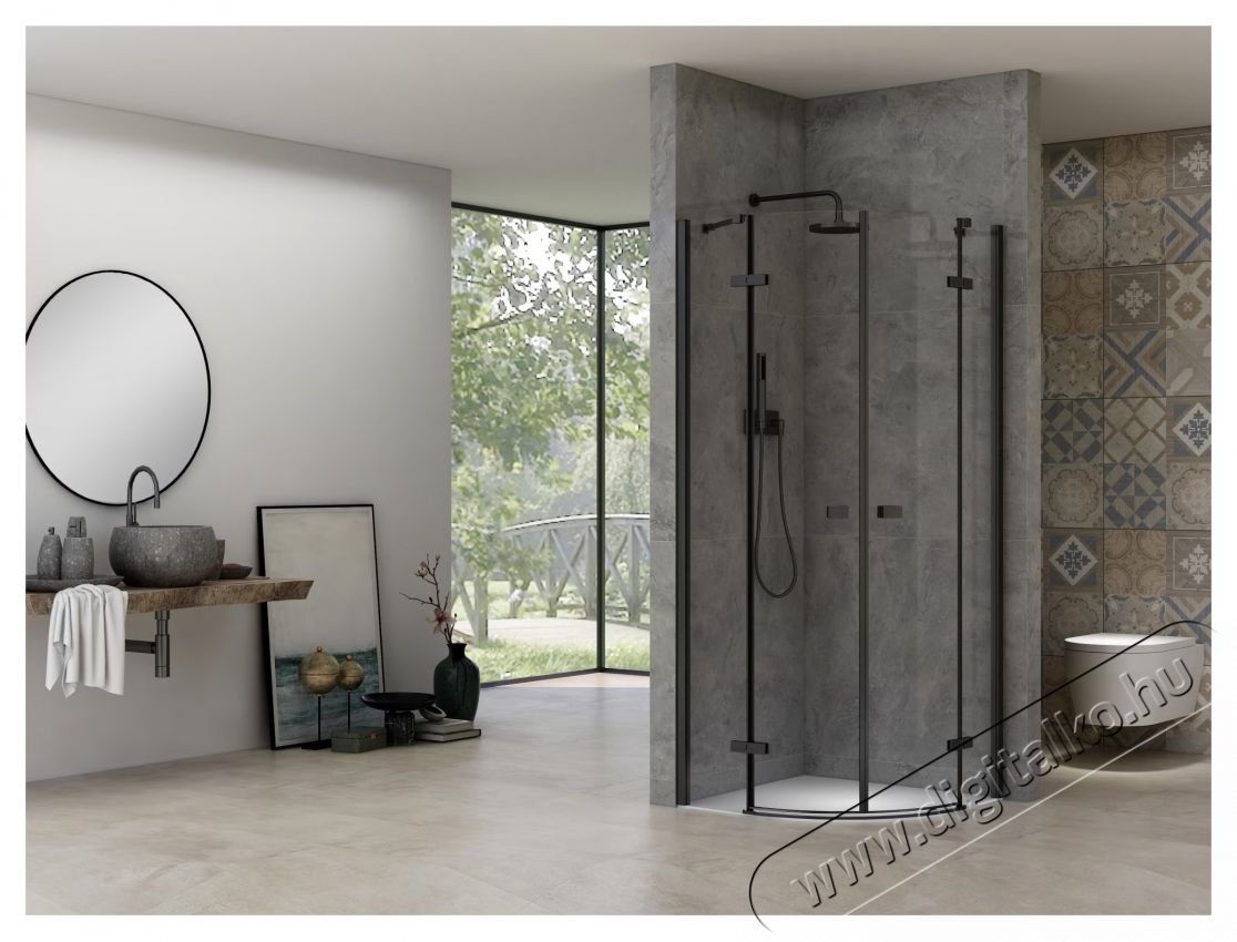 Belform Infinity 27CB2824 f&eacute;lk&ouml;r alak&uacute; zuhanyparav&aacute;n, 2 csukl&oacute;s ajt&oacute;, 6 mm-es &uuml;veg, &aacute;tl&aacute;tsz&oacute;, matt fekete profil, 80x80x200 cm H&aacute;ztart&aacute;s / Otthon / K&uuml;lt&eacute;r - F&uuml;rdőszoba / wc - Kieg&eacute;sz&iacute;tő - 536136