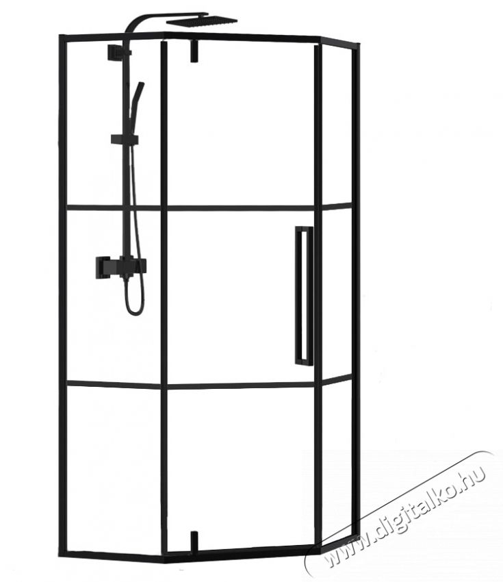 Belform Infinity 27CB2834 &ouml;tsz&ouml;gletű zuhanyparav&aacute;n, 1 csukl&oacute;s ajt&oacute;, 6 mm-es &uuml;veg, fekete cs&iacute;kokkal, matt fekete profil, 80x80x200 cm H&aacute;ztart&aacute;s / Otthon / K&uuml;lt&eacute;r - F&uuml;rdőszoba / wc - Kieg&eacute;sz&iacute;tő - 536142