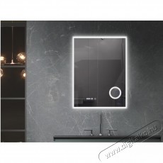 Belform Atlantis f&uuml;rdőszobai t&uuml;k&ouml;r, 3 sz&iacute;nű LED vil&aacute;g&iacute;t&aacute;s, P&aacute;ramentes&iacute;tő, &Eacute;rintőkapcsol&oacute;, Digit&aacute;lis &oacute;ra, Nagy&iacute;t&oacute;, 60x80 cm, F energiaoszt&aacute;ly - Sz&eacute;ps&eacute;g&aacute;pol&aacute;s / Eg&eacute;szs&eacute;g - T&uuml;k&ouml;r - 536155