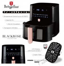Berlinger Haus BH/9604 fekete- rose gold 8 L forrólevegős sütő Konyhai termékek - Konyhai kisgép (sütés / főzés / hűtés / ételkészítés) - Légkeveréses főzőgép / elektromos kukta / multifunkciós sütő - 500001