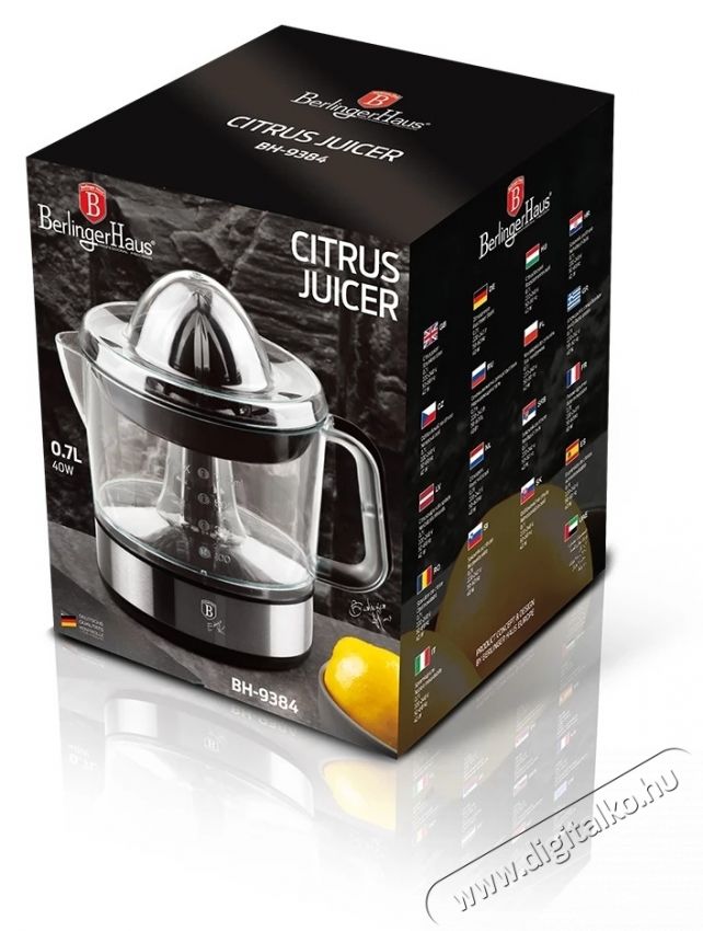Berlinger Haus BH/9384 700 ml elektromos citrusfacsar&oacute; Konyhai term&eacute;kek - Konyhai kisg&eacute;p (elők&eacute;sz&iacute;t&eacute;s / feldolgoz&aacute;s) - Citrus / gy&uuml;m&ouml;lcs facsar&oacute; - 501880