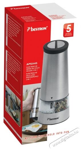 Bestron APS544S Easy Kitchen elektromos só- és borsőrlő - rozsdamentes acél Konyhai termékek - Konyhai eszköz - Só és bors örlő - 317101