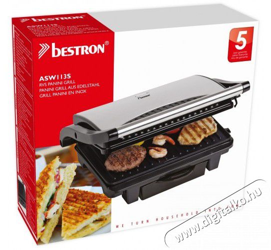 Bestron ASW113S Funcooking panini grillsütő Konyhai termékek - Konyhai kisgép (sütés / főzés / hűtés / ételkészítés) - Kontakt grill sütő / sütőlap