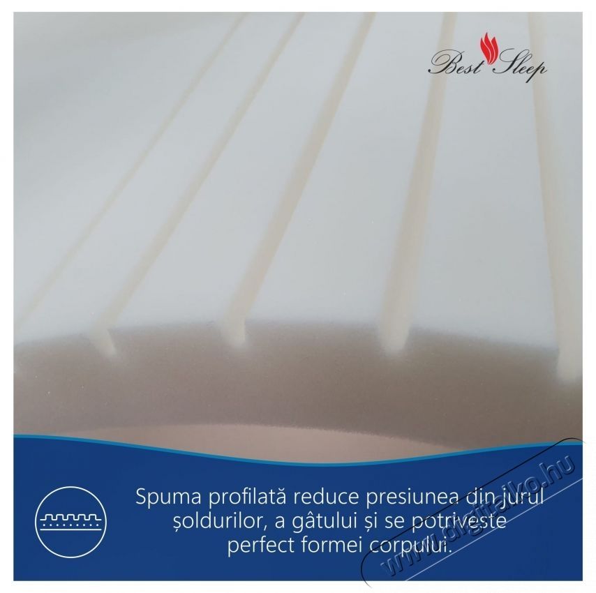 Best Sleep V&iacute;z&aacute;ll&oacute; fedőmatrac, Relaxody, H7 profilozott poliuret&aacute;n hab, 7 komfortz&oacute;na, 140x190cm, levehető, moshat&oacute; huzat H&aacute;ztart&aacute;s / Otthon / K&uuml;lt&eacute;r - Lak&aacute;sfelszerel&eacute;s - Relax&aacute;ci&oacute;s term&eacute;k - 536167