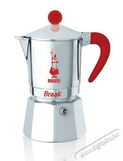 Bialetti 5932 Break 3 személyes kotyogós kávéfőző - piros Konyhai termékek - Kávéfőző / kávéörlő / kiegészítő - Kotyogó kávéfőző - 350921