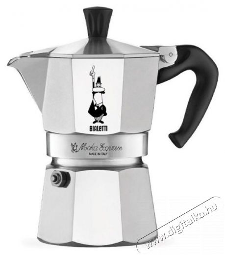 Bialetti Moka Express 1 személyes inox kotyogós kávéfőző Konyhai termékek - Kávéfőző / kávéörlő / kiegészítő - Kotyogó kávéfőző - 432670