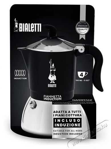Bialetti Fiammetta fekete 4 személyes indukciós kotyogós kávéfőző Konyhai termékek - Kávéfőző / kávéörlő / kiegészítő - Kotyogó kávéfőző - 496828