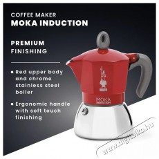 Bialetti New Moka Induction, piros, 4 személyes Konyhai termékek - Kávéfőző / kávéörlő / kiegészítő - Kotyogó kávéfőző - 515215