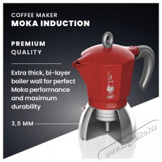 Bialetti New Moka Induction, piros, 4 személyes Konyhai termékek - Kávéfőző / kávéörlő / kiegészítő - Kotyogó kávéfőző - 515215