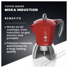 Bialetti New Moka Induction 6 adag piros Konyhai termékek - Kávéfőző / kávéörlő / kiegészítő - Kotyogó kávéfőző - 524350