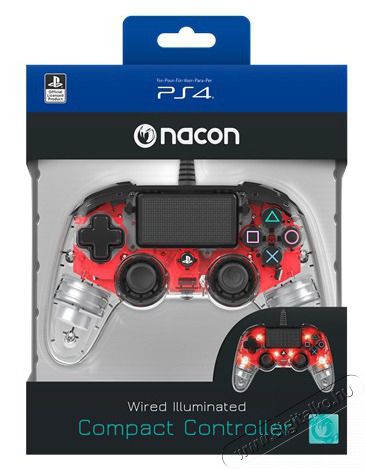 BigBen Nacon Compact PS4 átlátszó-halványpiros vezetékes kontroller Iroda és számítástechnika - Játék konzol - Kontroller - 439401