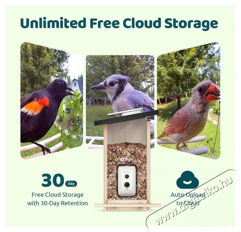 Birdfy Mad&aacute;retető kamer&aacute;val, &eacute;benfa, AI n&eacute;lk&uuml;l (EPPAMBNI8702110) H&aacute;ztart&aacute;s / Otthon / K&uuml;lt&eacute;r - K&uuml;lt&eacute;r / kerti term&eacute;k / grill - Egy&eacute;b kerti g&eacute;p - 531483