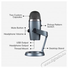 BLUE MICROPHONES Blue Yeti Nano USB, Shadow Grey Fotó-Videó kiegészítők - Mikrofon - Ének és hangszer mikrofon - 524372