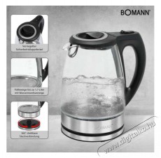 Bomann Üveg vízforraló WKS 6032 G CB fekete/rozsdamentes acél Konyhai termékek - Vízforraló / teafőző - 493185