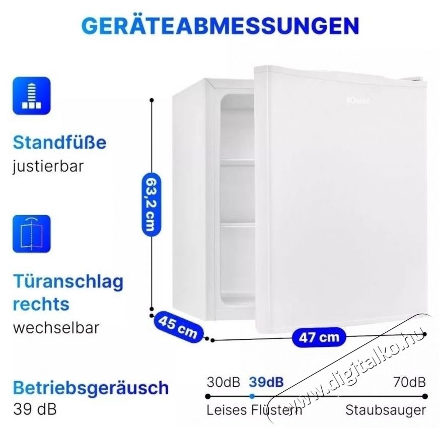 Bomann KB 7347 feh&eacute;r egyajt&oacute;s hűtő Konyhai term&eacute;kek - Hűtő, fagyaszt&oacute; (szabadon&aacute;ll&oacute;) - Egyajt&oacute;s hűtő - 531645