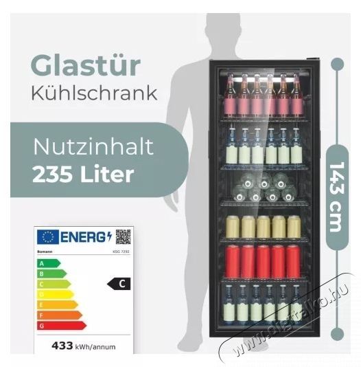 Bomann KSG 7292 fekete italhűtő Konyhai term&eacute;kek - Hűtő, fagyaszt&oacute; (szabadon&aacute;ll&oacute;) - Egyajt&oacute;s hűtő - 531652