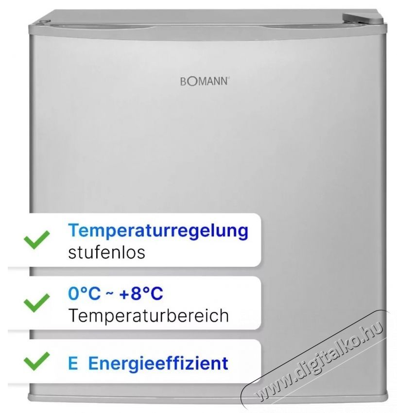 Bomann KB 7346 inox egyajt&oacute;s hűtő Konyhai term&eacute;kek - Hűtő, fagyaszt&oacute; (szabadon&aacute;ll&oacute;) - Mini hűtő / minib&aacute;r - 531611