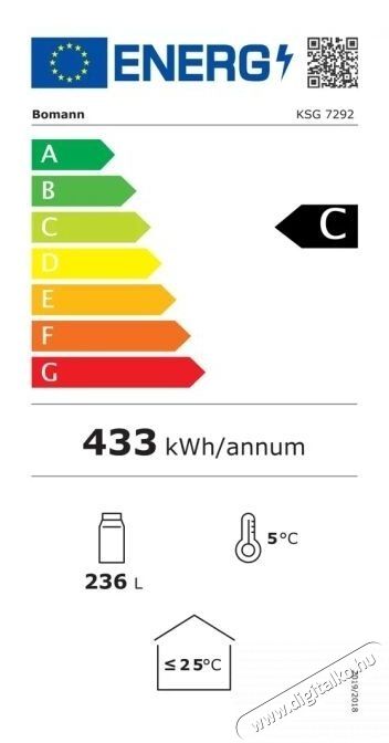 Bomann KSG 7292 feh&eacute;r italhűtő Konyhai term&eacute;kek - Hűtő, fagyaszt&oacute; (szabadon&aacute;ll&oacute;) - Egyajt&oacute;s hűtő - 531613