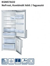 Bosch KGN57AI22 hűtőszekrény Konyhai termékek - Hűtő, fagyasztó (szabadonálló) - Alulfagyasztós kombinált hűtő - 282139