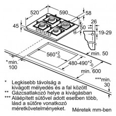 Bosch PPH616B81E gáz főzőlap Konyhai termékek - Sütő-főzőlap, tűzhely (beépíthető) - Gázfőzőlap (beépíthető) - 282256