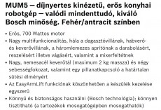Bosch MUM52120 konyhai robotgép Konyhai termékek - Konyhai kisgép (előkészítés / feldolgozás) - Konyhai robotgép - 282346