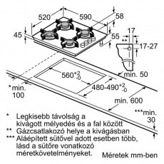 Bosch POH616B10E gáz főzőlap Konyhai termékek - Sütő-főzőlap, tűzhely (beépíthető) - Gázfőzőlap (beépíthető) - 282254
