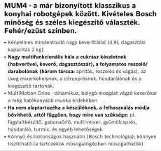 Bosch MUM4856EU konyhai robotgép Konyhai termékek - Konyhai kisgép (előkészítés / feldolgozás) - Konyhai robotgép - 282348