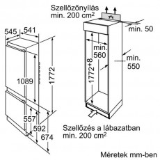Bosch KIV38X20 hűtőszekrény Konyhai termékek - Hűtő, fagyasztó (beépíthető) - Alulfagyasztós kombinált hűtő - 282209