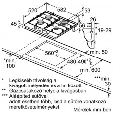 Bosch PGH6B5B90 beépíthető gázfőzőlap Konyhai termékek - Sütő-főzőlap, tűzhely (beépíthető) - Gázfőzőlap (beépíthető) - 348832