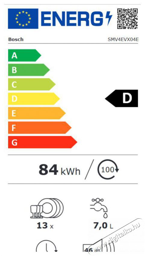Bosch SMV4EVX04E be&eacute;p&iacute;thető 13 ter&iacute;t&eacute;kes mosogat&oacute;g&eacute;p Konyhai term&eacute;kek - Mosogat&oacute;g&eacute;p - Norm&aacute;l (60cm) be&eacute;p&iacute;thető mosogat&oacute;g&eacute;p - 502617
