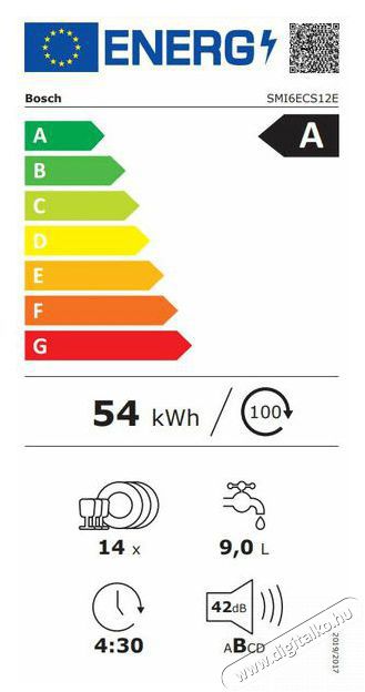 Bosch SMI6ECS12E MOSOGAT&Oacute;G&Eacute;P BE&Eacute;P&Iacute;THETŐ 14 TER&Iacute;T&Eacute;K Konyhai term&eacute;kek - Mosogat&oacute;g&eacute;p - Norm&aacute;l (60cm) be&eacute;p&iacute;thető mosogat&oacute;g&eacute;p - 505464